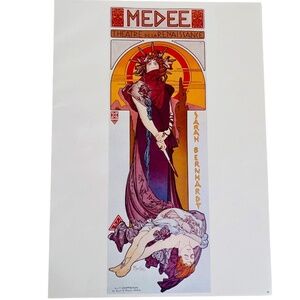 Vintage 1970s Alphonse Mucha Sarah Bernhardt 11"x 15" Poster